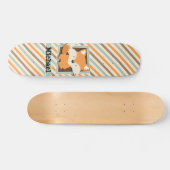 Skateboard Renard boisé; Vert sage, Orange, Brown rayures (Horz)