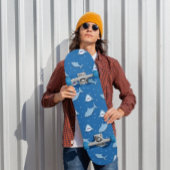 Skateboard requin bleu blanc