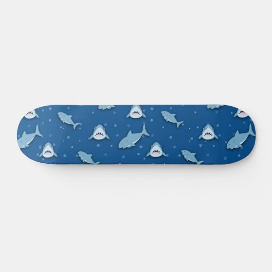 Skateboard requin bleu blanc (Horz)