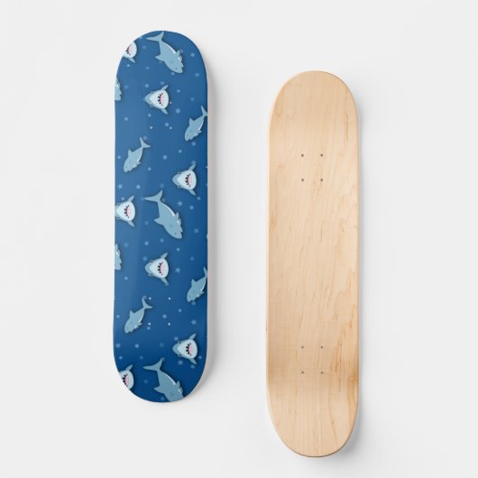 Skateboard requin bleu blanc (Recto)