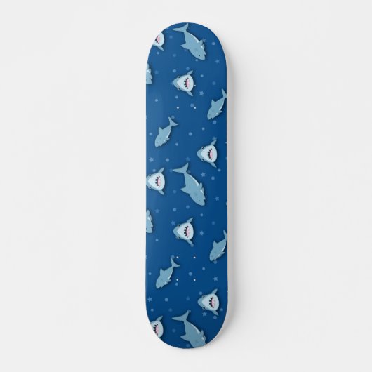 Skateboard requin bleu blanc (Devant)