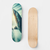Skateboard Requin dans la mer bleue profonde & soleil (Recto)