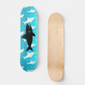 Skateboard requin noir gris Motif bleu Arrière - plan (Recto)