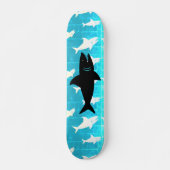 Skateboard requin noir gris Motif bleu Arrière - plan (Devant)