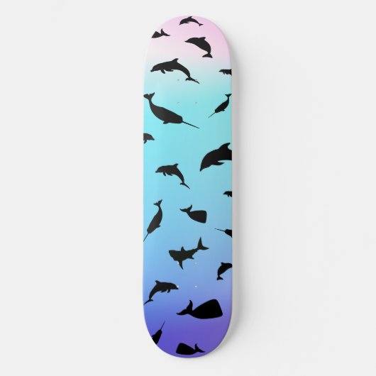 Skateboard requin-taupe sur fond océanique (Recto)
