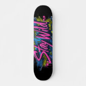 Skateboard "Reste Sauvage" - Conception de Texte de Style Gra (Devant)