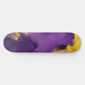 Skateboard Résumé abstrait violet et or (Horz)