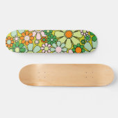 Skateboard Retro 60s les années 70 Fleurs Printemps vert fleu (Horz)