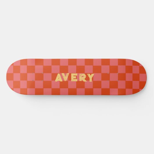 Skateboard retro aesthetic pink and red checkerboard pattern (Horz)