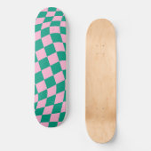 Skateboard Retro Aesthetic Vibrant Pink Green Checkerboard (Recto)