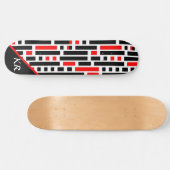 Skateboard Retro Art Déco Rouge Noir Abstrait Motif Monogramm (Horz)