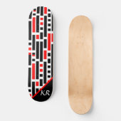 Skateboard Retro Art Déco Rouge Noir Abstrait Motif Monogramm (Recto)