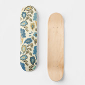 Skateboard Retro Blue Floral Pattern Cool tendance (Recto)