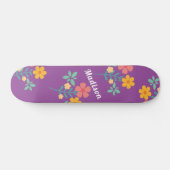 Skateboard Retro Daisy Bouquet Motif en Patinage Violet (Horz)