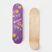 Skateboard Retro Daisy Bouquet Motif en Patinage Violet (Recto)