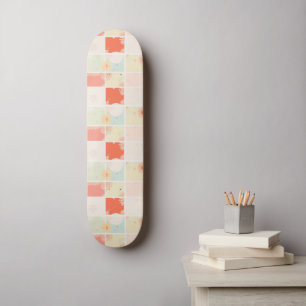 Skateboard Rétro daisy Rouge Rose Bleu Aqua Floral Anniversai