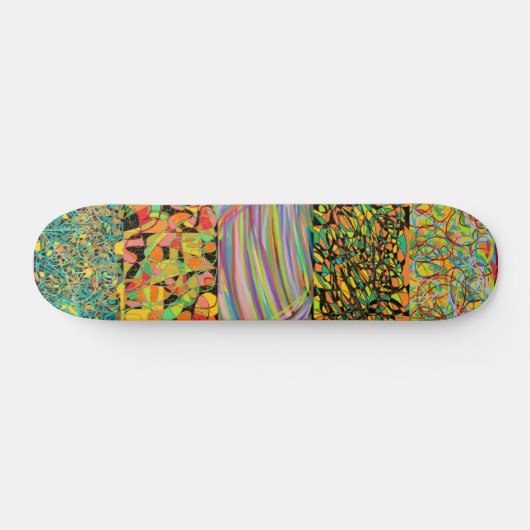 Skateboard Rétro de patchwork d'art abstrait (Horz)