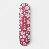 Skateboard Retro Floral Name Pink (Devant)