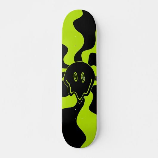 Skateboard Retro fond sourire en Lime Vert et noir (Devant)