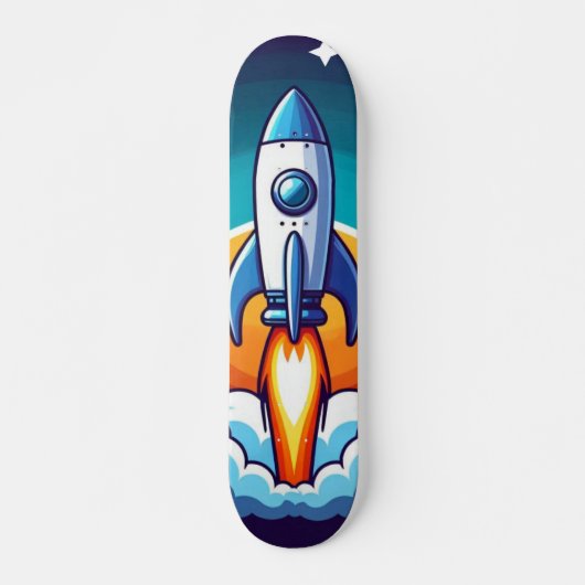 Skateboard Retro, fusée spatiale (Devant)