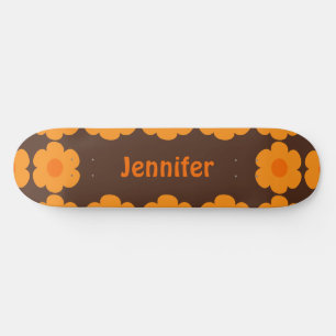 Skateboard Retro les années 70 Personnalisé Brown et Orange F