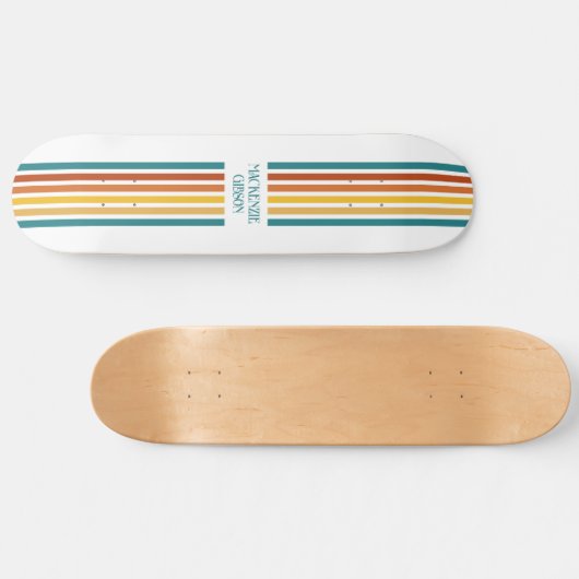 Skateboard Retro Monogrammed Minimalist Stripes (Horz)