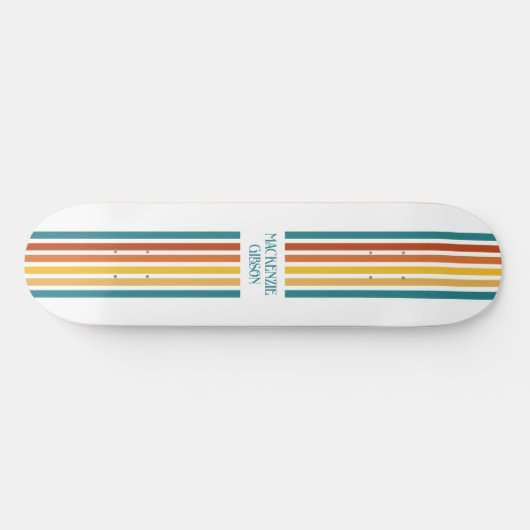 Skateboard Retro Monogrammed Minimalist Stripes (Horz)