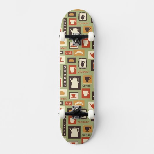 Skateboard Rétro motif avec des plats de cuisine pour le (Recto)