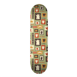 Skateboard Rétro motif avec des plats de cuisine pour le