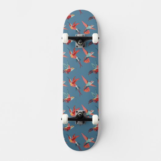 Skateboard Rétro motif de colibri (Recto)