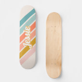 Skateboard Retro Pastel Rainbow Nom personnalisé (Recto)