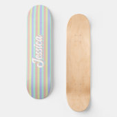 Skateboard Retro Pastel Stripes Nom personnalisé (Recto)