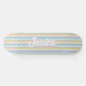 Skateboard Retro Pastel Stripes Nom personnalisé (Horz)
