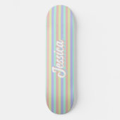 Skateboard Retro Pastel Stripes Nom personnalisé (Recto)