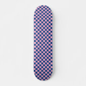 Skateboard Retro Pink Navy Blue Checkered Bright Colorful (Devant)