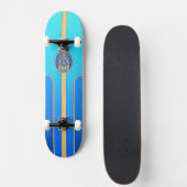 Skateboard Rétro planche de surf bleue de Tiki (Devant)
