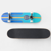 Skateboard Rétro planche de surf bleue de Tiki (Horz)