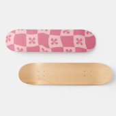 Skateboard Retro rose À damiers motif floral (Horz)