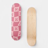 Skateboard Retro rose À damiers motif floral (Recto)