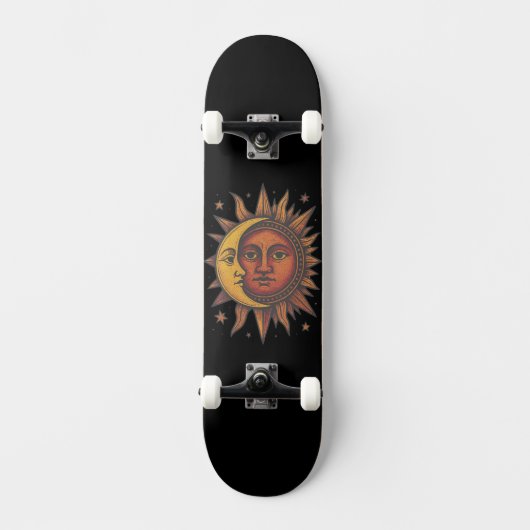Skateboard Retro Sun and Moon Unisex (Recto)