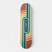 Skateboard Retro Super Rainbow Stripes avec nom Skate (Devant)