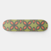 Skateboard Retro Vert et Orange Abstrait motif floral (Horz)
