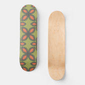 Skateboard Retro Vert et Orange Abstrait motif floral (Recto)