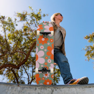 Skateboard Retro Vintage les années 70 Daisy Orange Green Per