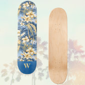 Skateboard Retro Yellow Blue Floral n Tropical Palms Initial 