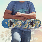 Skateboard Retro Yellow Blue Floral n Tropical Palms Initial 