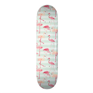 Skateboard Rétros Flamants roses sur les rayures en bon état