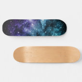 Skateboard Rêve de nébuleuse de galaxie violette Turquoise #1 (Horz)