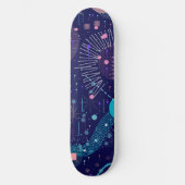 Skateboard Rêves Deep Blue Art Abstrait (Recto)