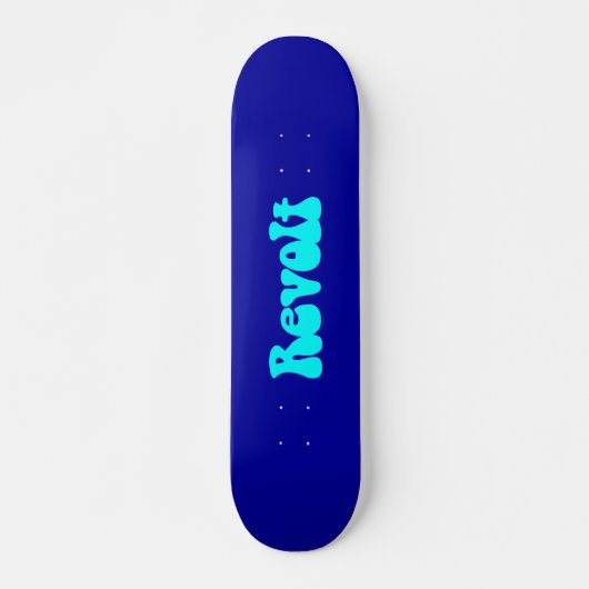 Skateboard Révolution - Cyan sur le bleu foncé (Devant)